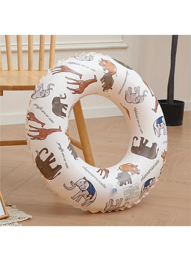 Goolsky 1pc Inflatable Swim Ring with Animal Illustrations - Adult Size, PVC Floating Pool Lounge Chair for Water Fun, Beach Parties & Photo Props, Suitable for Ages 14+, Beach Party Float | Animal Print Design | Durable PVC Materia ﻿ - Image 2