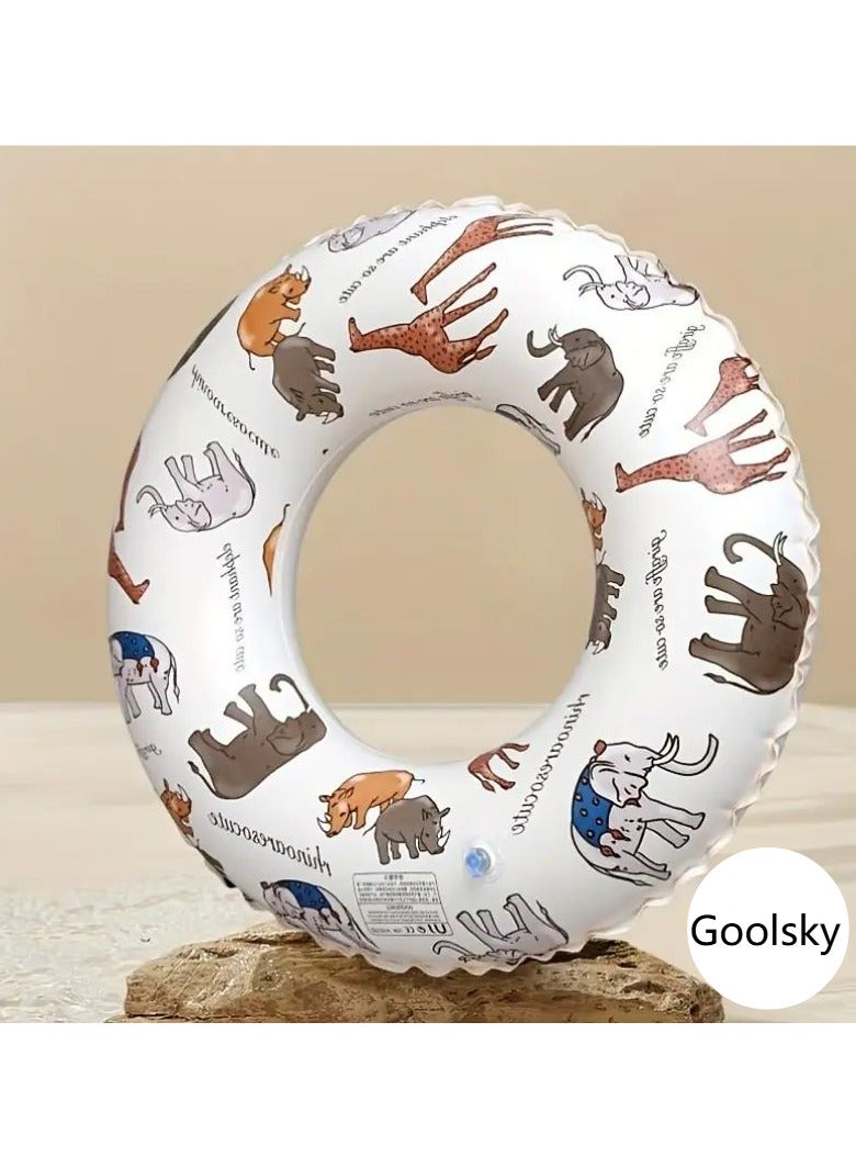 Goolsky 1pc Inflatable Swim Ring with Animal Illustrations - Adult Size, PVC Floating Pool Lounge Chair for Water Fun, Beach Parties & Photo Props, Suitable for Ages 14+, Beach Party Float | Animal Print Design | Durable PVC Materia ﻿ - Image 1