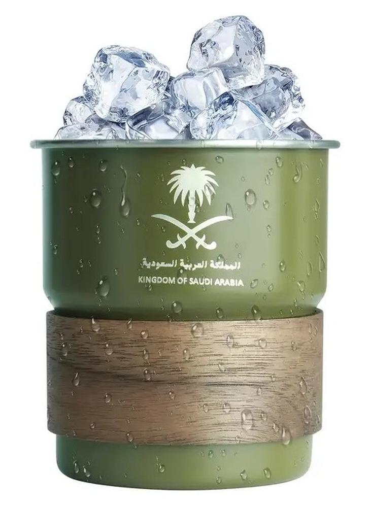 ELLEGLAM 304 Stainless Steel Coffee Mug 300ml – Arabic Style Saudi Logo, Leakproof Lid & Straw, Double Wall Travel Cup for Hot & Cold Drinks, Reusable Portable Thermo Mug for Home Office & Outdoor (Army Green) - Image 1