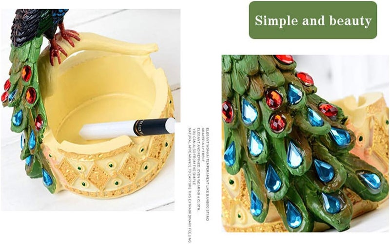 cheekyglo Modern Resin Peacock Ashtray Ornaments Figurines Peacock Ashtray Miniature Crafts Ashtray Decorations Business Gift Home Decor - Image 4