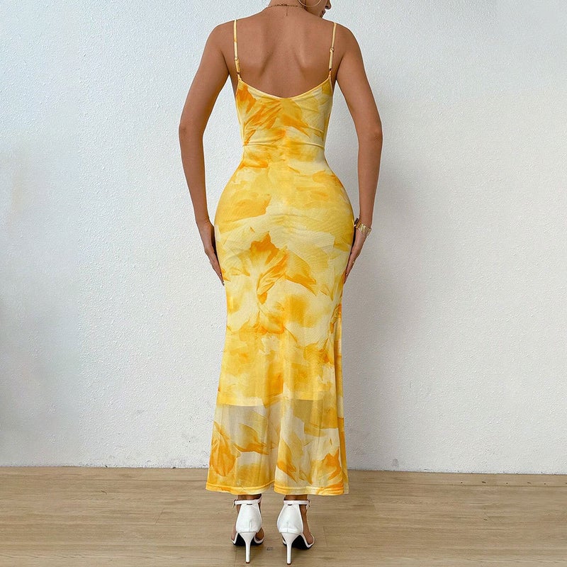 Tight Cami Bodycon Dress with Abstract Print - Image 2