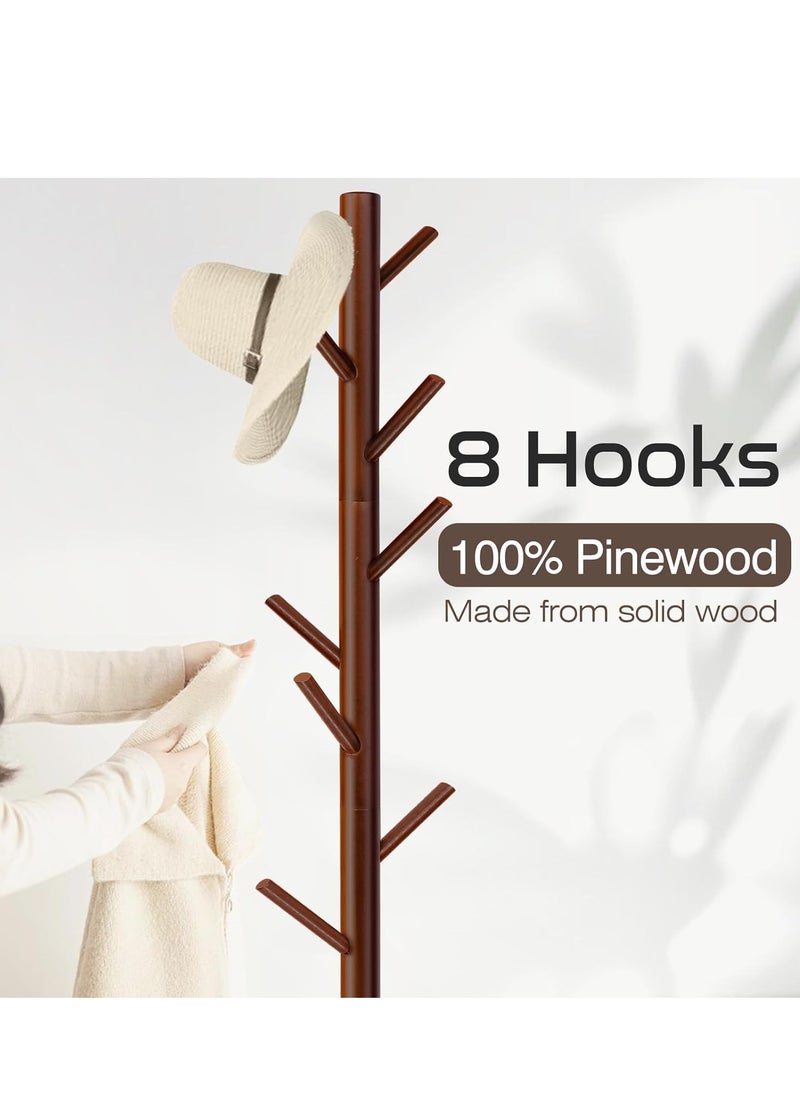 Generic - Coat Rack, Freestanding Coat Rack with 8 Hooks and 3 Adjustable Size Tree Coat Racks for Bedroom, Hallway, Entrance, Office, for Hats, Coats, Scarves, Handbags(Walnut) - Image 1