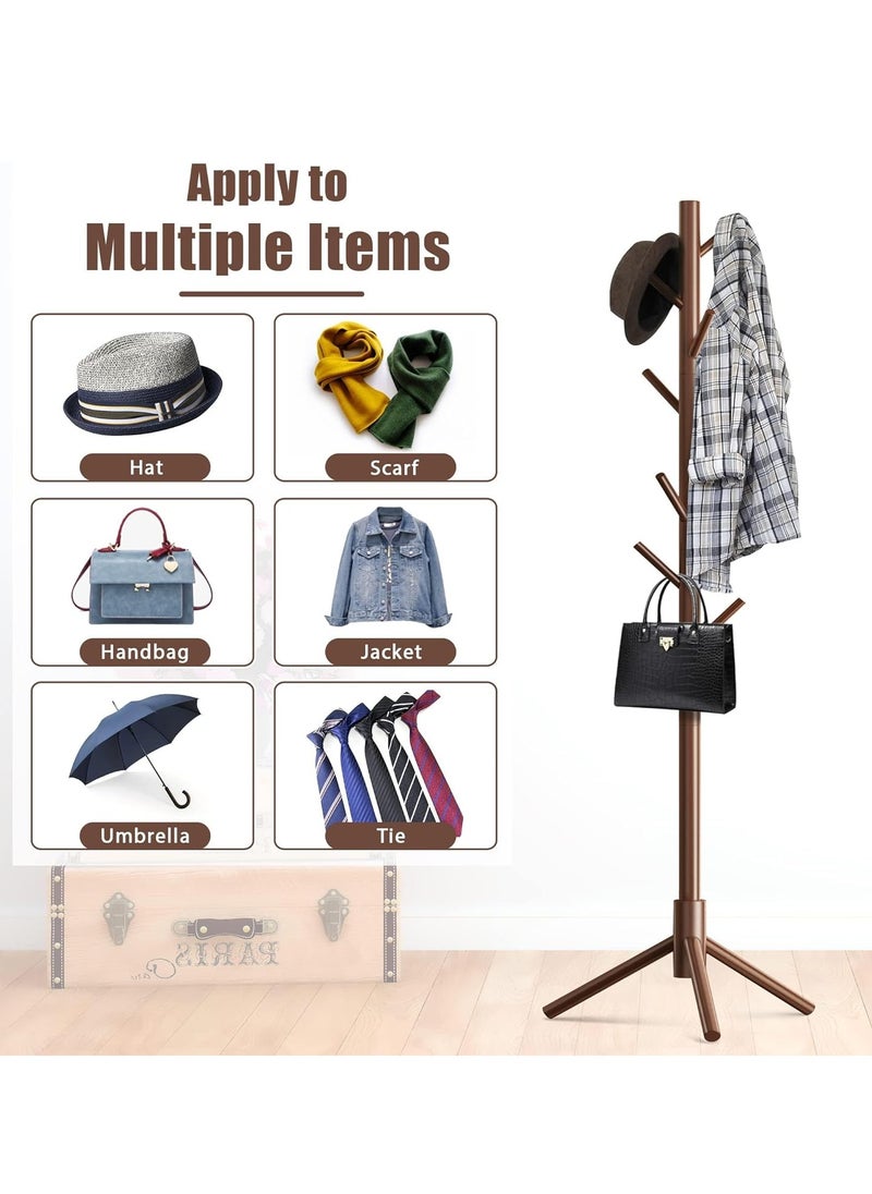 Generic - Coat Rack, Freestanding Coat Rack with 8 Hooks and 3 Adjustable Size Tree Coat Racks for Bedroom, Hallway, Entrance, Office, for Hats, Coats, Scarves, Handbags(Walnut) - Image 1