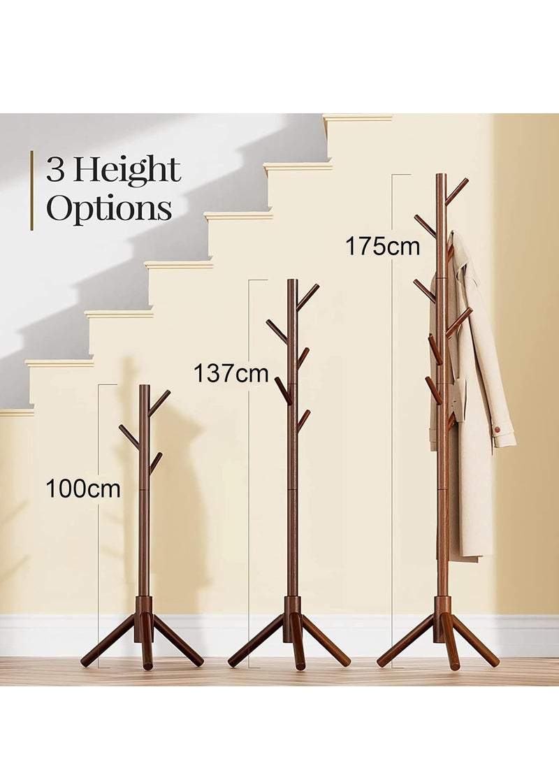 Generic - Coat Rack, Freestanding Coat Rack with 8 Hooks and 3 Adjustable Size Tree Coat Racks for Bedroom, Hallway, Entrance, Office, for Hats, Coats, Scarves, Handbags(Walnut) - Image 1