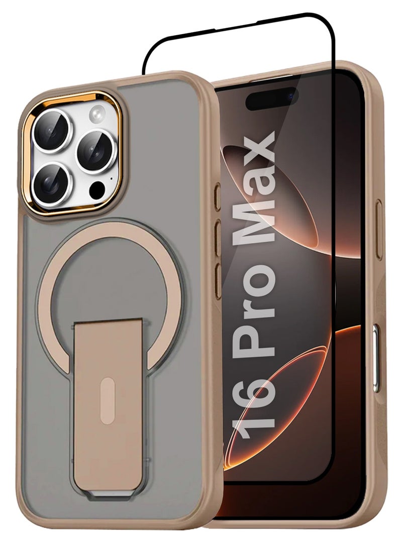 CATANES ( for iPhone 16 Pro Max ) 2 Pack, Case and Screen Protector Magnetic Kickstand Cover with Screen Camera Protection Support Wireless Charging Cover - Image 1