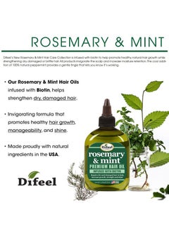 difeel Rosemary and Mint Premium Hair Oil with Biotin 7.1 oz. - Natural Rosemary Oil for Hair Growth & Biotin  - Image 2