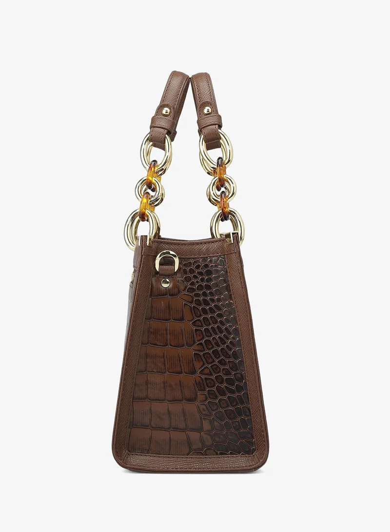 Da Milano brown Genuine Leather Brown Satchel Bag for Women | Best Price UAE