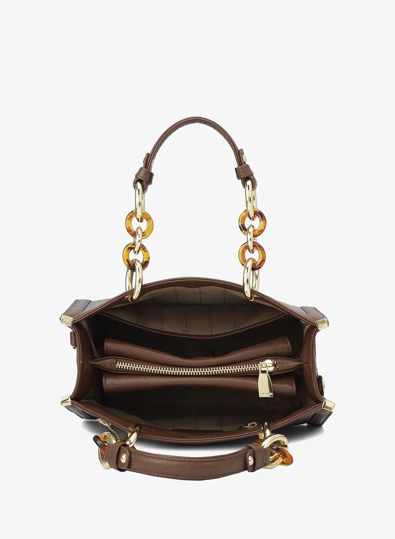 Da Milano brown Genuine Leather Brown Satchel Bag for Women | Best Price UAE