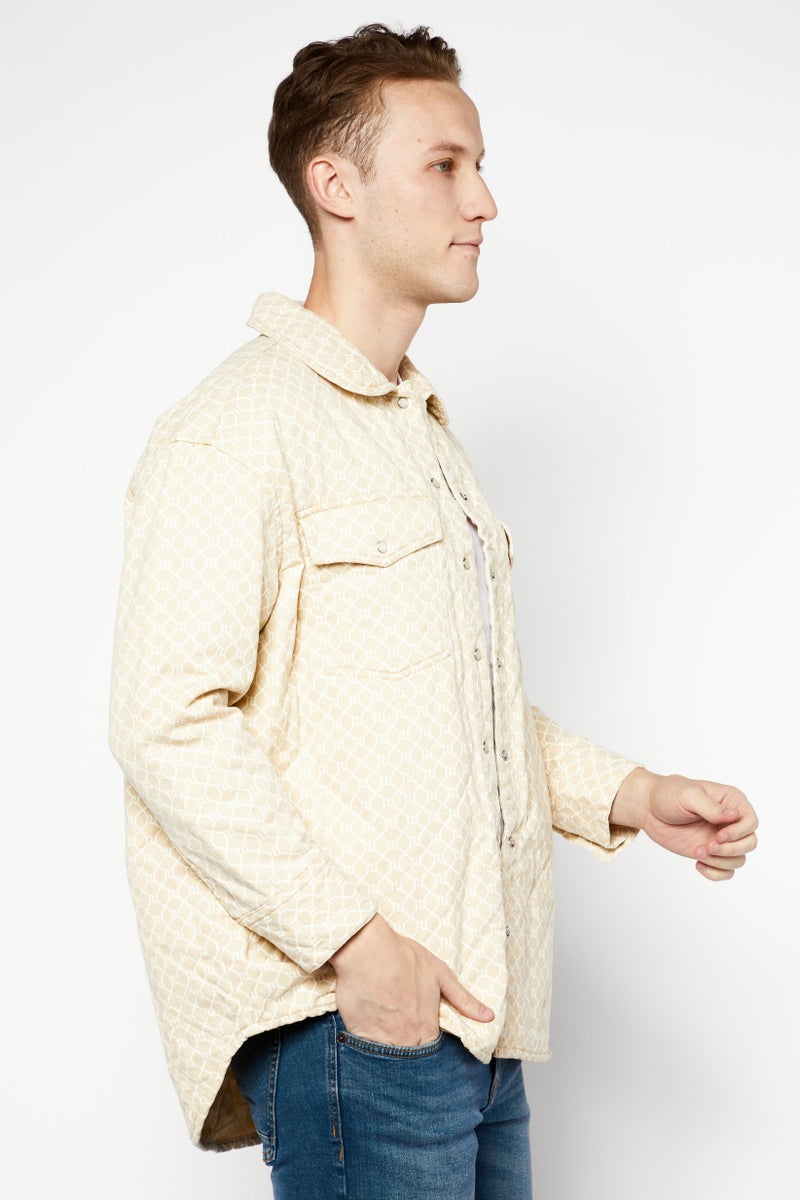 RIVER ISLAND Men Textured Jacket Shirt, Beige  - Image 4
