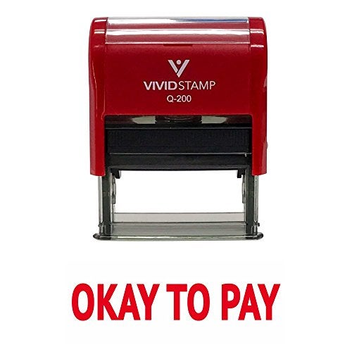 Vivid Stamp Okay to Pay Self Inking Rubber Stamp (Red Ink) - Medium - Image 1