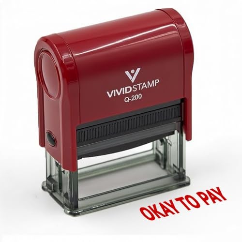 Vivid Stamp Okay to Pay Self Inking Rubber Stamp (Red Ink) - Medium - Image 3