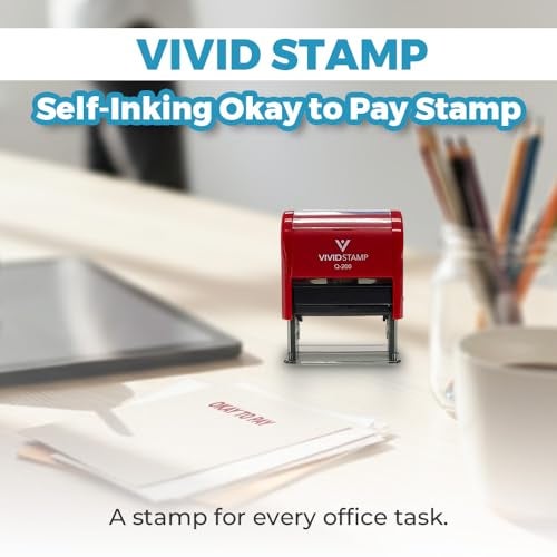 Vivid Stamp Okay to Pay Self Inking Rubber Stamp (Red Ink) - Medium - Image 4