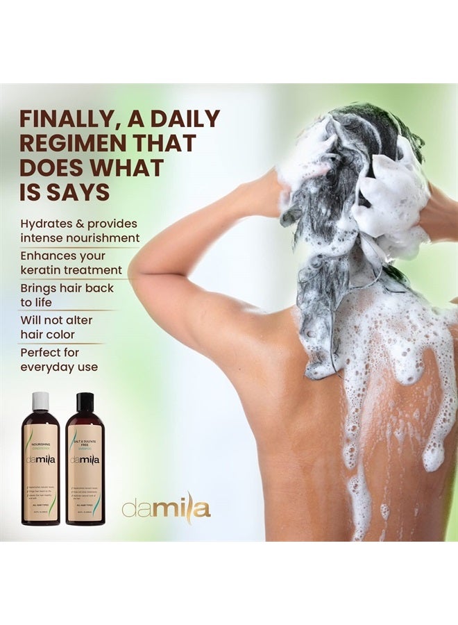 Damila Salt & Sulfate Free Shampoo & Conditioner for Keratin and Color Treated Hair - Professional Keratin Value Pack for Damaged, Frizzy, Curly, Dry & Thin Hair - Shampoo Sin Sal - 33.8 Fl Oz - Image 5