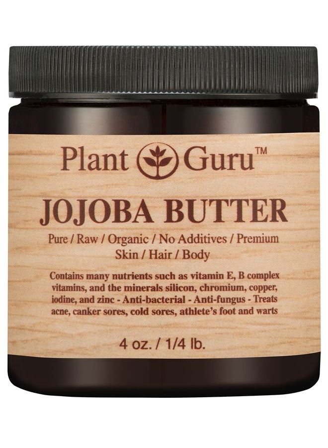 Jojoba Body Butter 4 oz. 100% Pure Raw Fresh Natural Cold Pressed. Skin Body and Hair Moisturizer, DIY Creams, Balms, Lotions, Soaps.