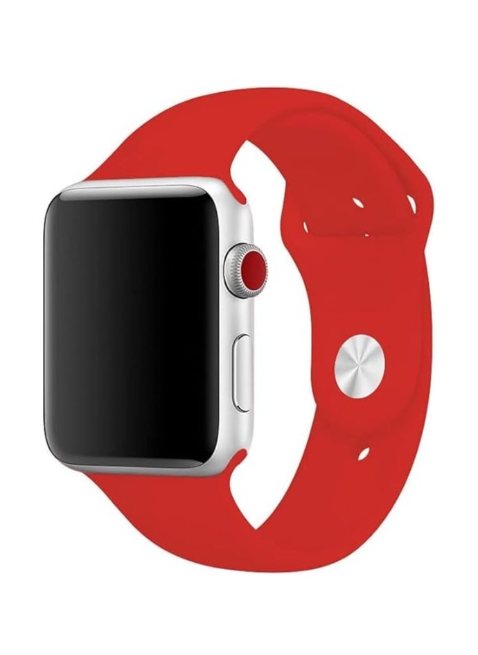 ten.tech - Ten Tech Silicone Sport Band for Apple Watch Ultra/Ultra 2 49mm 45mm 44mm 42mm, Waterproof Soft Silicone Sports Band for iWatch Ultra SE 8/7/6/5/4/3/2/1, red - Image 1