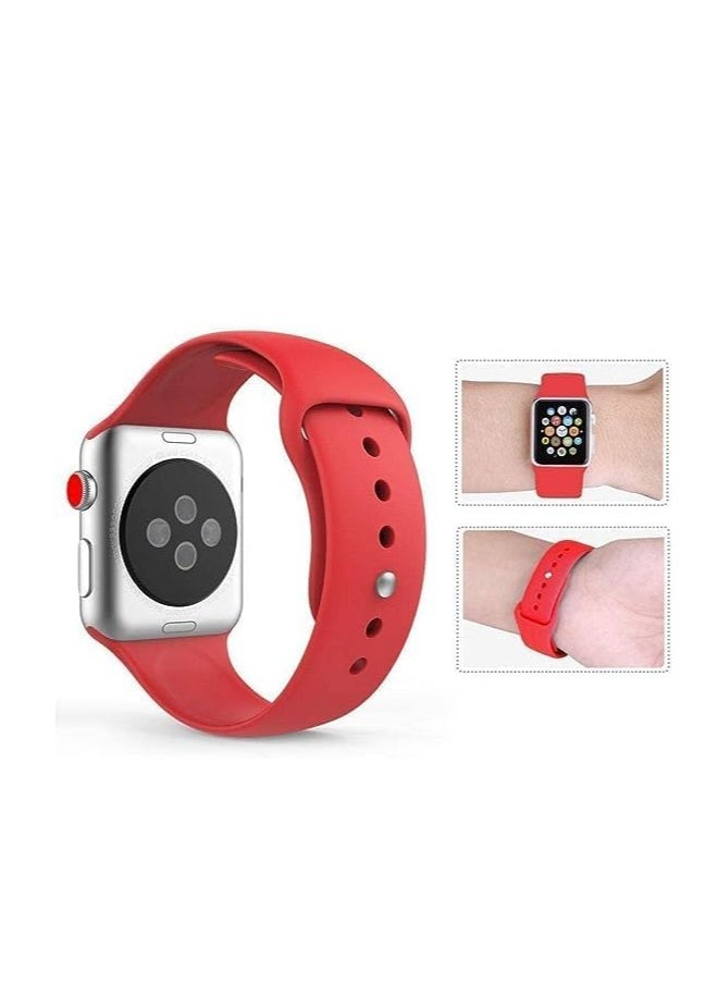 ten.tech - Ten Tech Silicone Sport Band for Apple Watch Ultra/Ultra 2 49mm 45mm 44mm 42mm, Waterproof Soft Silicone Sports Band for iWatch Ultra SE 8/7/6/5/4/3/2/1, red - Image 1