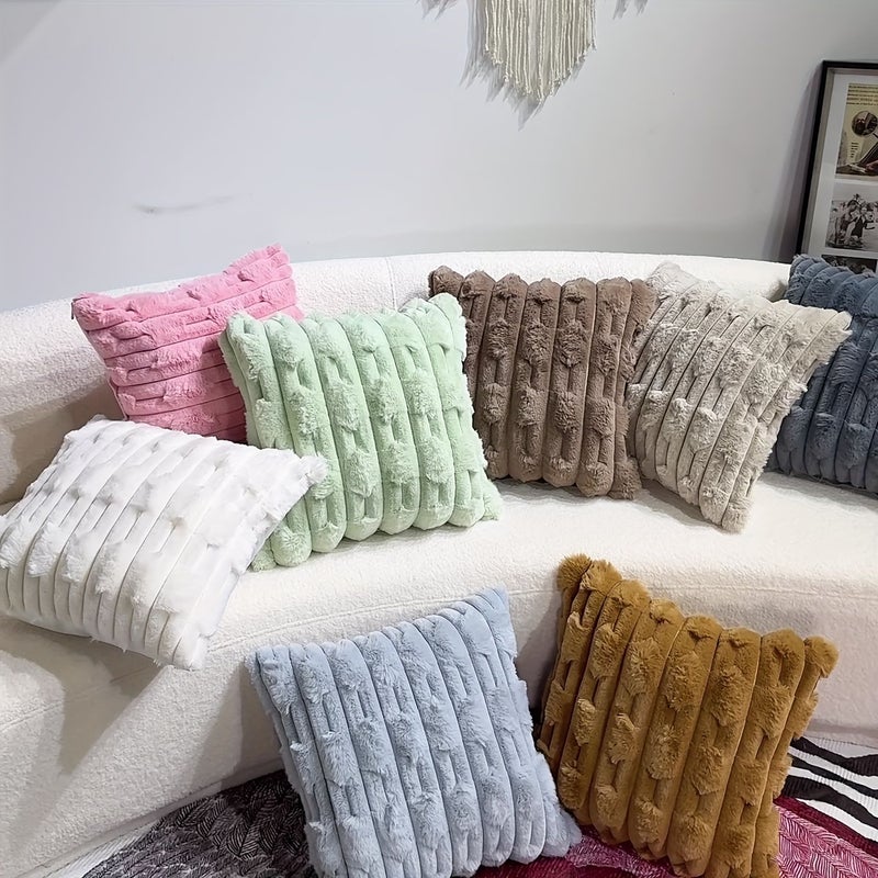 Dark Beige 16.8x16.8inch Set Of 2 Bohemian Plush Sofa Throw Pillow Covers - Image 4