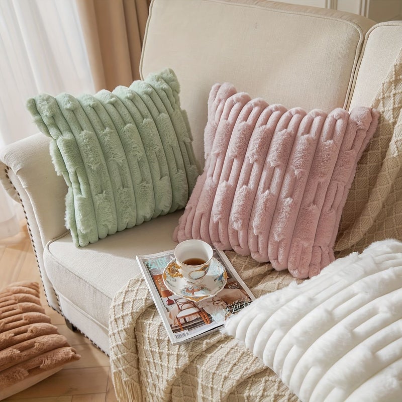 Dark Beige 16.8x16.8inch Set Of 2 Bohemian Plush Sofa Throw Pillow Covers - Image 5