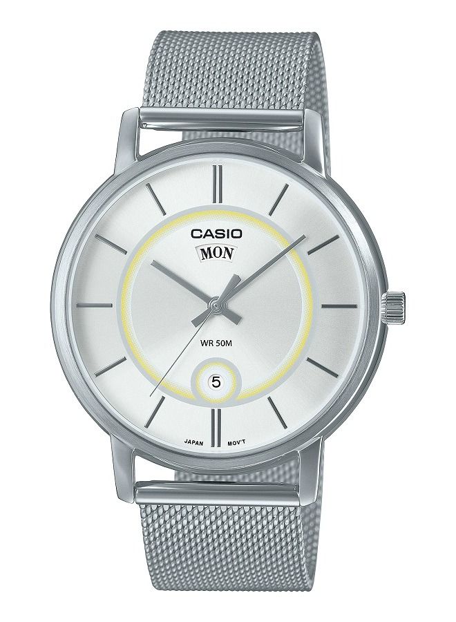 Casio Men Watch Analog White Dial Stainless Steel Mesh Band MTP-B120M-7AVDF.