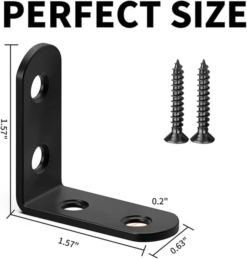 50 قطعة من دعامات الزاوية الفولاذية على شكل حرف L للأثاث الخشبي ومعدات الأجهزة المعدنية - Image 3