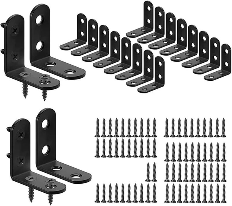 50 قطعة من دعامات الزاوية الفولاذية على شكل حرف L للأثاث الخشبي ومعدات الأجهزة المعدنية - Image 4