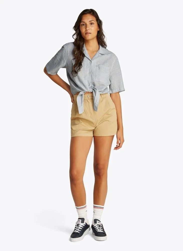 TOMMY JEANS Logo Crop Linen Shirt