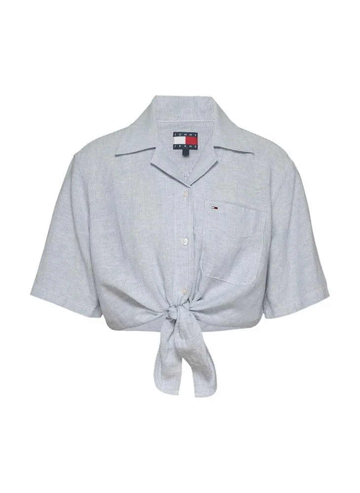 TOMMY JEANS Logo Crop Linen Shirt