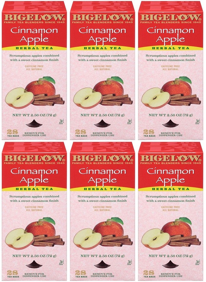 Bigelow Tea Bigelow Cinnamon Apple Herbal Tea Bags 28-Count Boxes (Pack of 6) Cinnamon Apple Hibiscus Flavored Herbal Tea Bags All Natural Non-GMO - Image 1