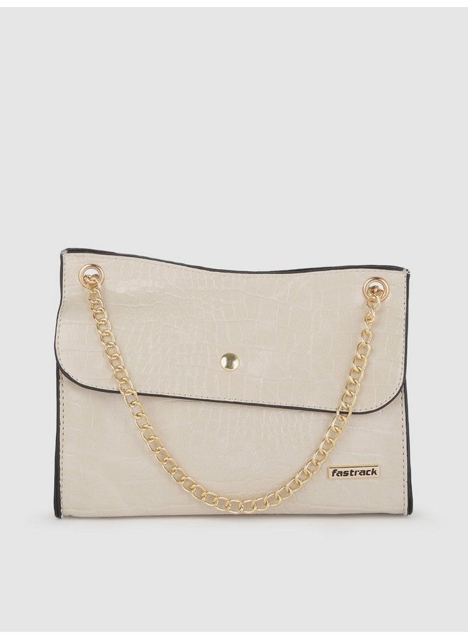 Fastrack Croco Textured Structured Shoulder Bag for Women, Girls and Ladies | Gold Chain Sling Strap with Button Closure - Image 4
