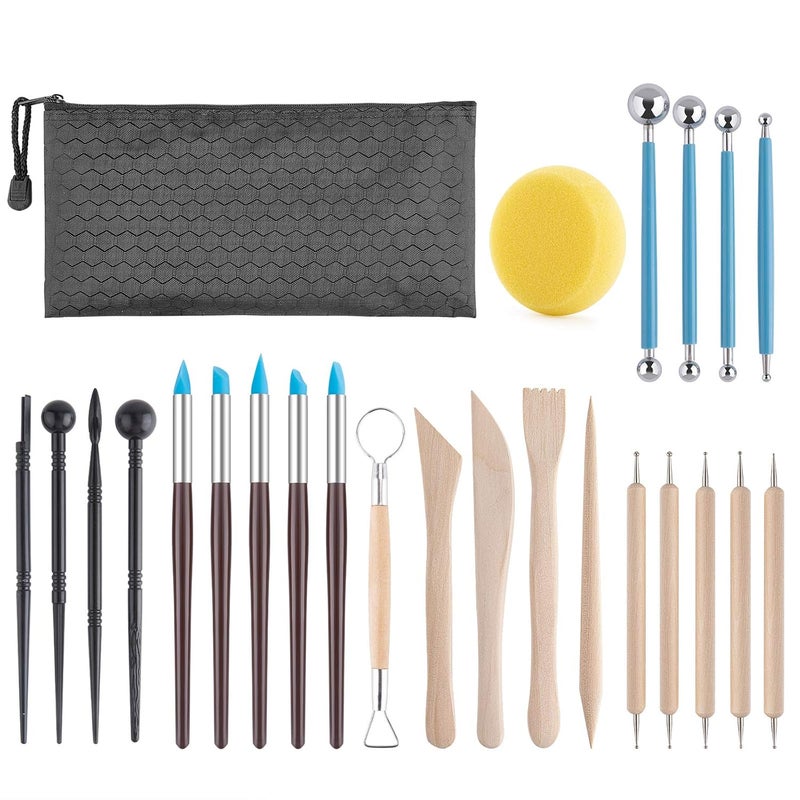 Luney Clay Tools Kit25 Pcs Polymer Clay ToolsCeramics Clay Sculpting Tools KitsAir Dry Clay Tool Set For AdultsKidsPottery CraftBakingCarvingDrawingDottingMoldingModelingShapingBlack