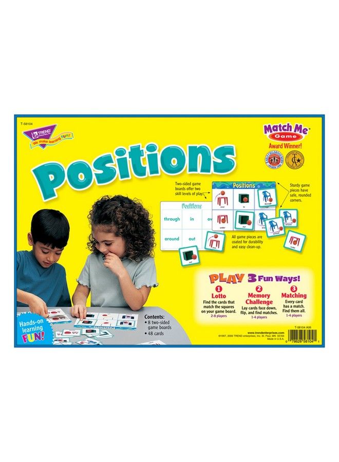 Trend Enterprises : Match Me Game Positions Learn 16 Position Concepts And Words Develop Matching And Memory Skills Play 3 Different Fun Ways Ages 3 And Up - Image 4