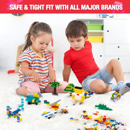 MANNIDOO 595 Pieces Building Bricks Building Bulk Block with 4 Packs 5 x 5 Stackable Plates and 46PCS Wheel Accessory Compatible with All Major Bricks Gfits for Kids 18 Shape16 Color - Image 5