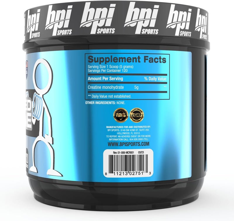 BPI Sports Micronized Creatine - Increase Strength - Reduce Fatigue - Lean Muscle Building - 100% Pure Creatine - Better Absorption - Supports Muscle Growth - Unflavored - 120 Servings - 21.16 Ounce - Image 2
