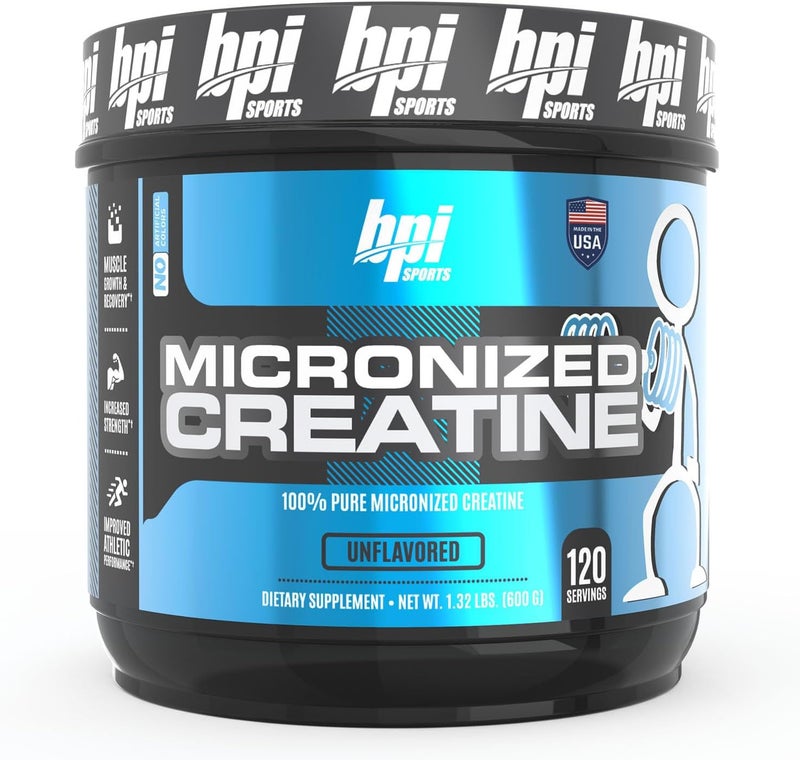 BPI Sports Micronized Creatine - Increase Strength - Reduce Fatigue - Lean Muscle Building - 100% Pure Creatine - Better Absorption - Supports Muscle Growth - Unflavored - 120 Servings - 21.16 Ounce - Image 1