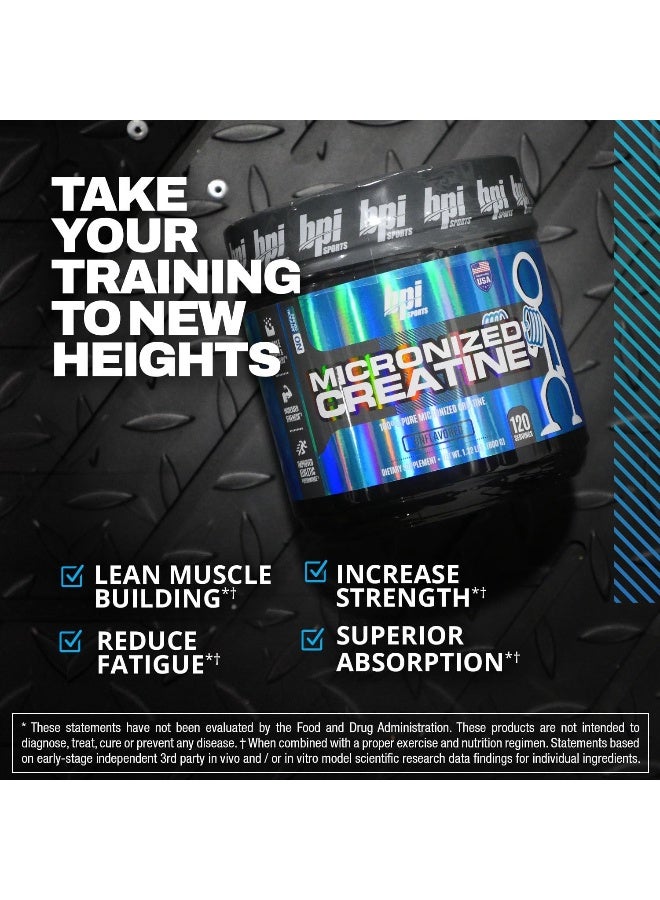 BPI Sports Micronized Creatine - Increase Strength - Reduce Fatigue - Lean Muscle Building - 100% Pure Creatine - Better Absorption - Supports Muscle Growth - Unflavored - 120 Servings - 21.16 Ounce - Image 5
