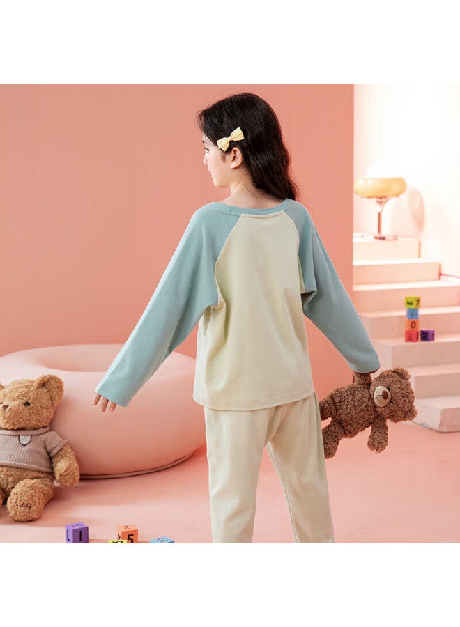 Fenton Fenteng Kids' 100% Cotton Spring Bear Print Shoulder-inserted Sleeves Big Kids' Pajamas - Image 3