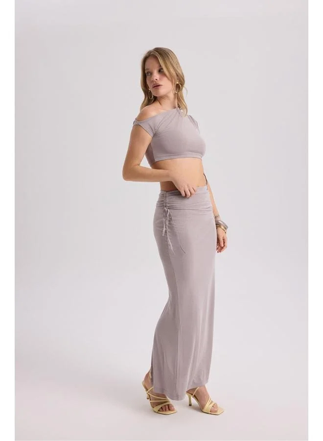 MAI STUDIOS CO.  Ivan Ruffled Lilac Crop Skirt Set for Women | Best Price UAE
