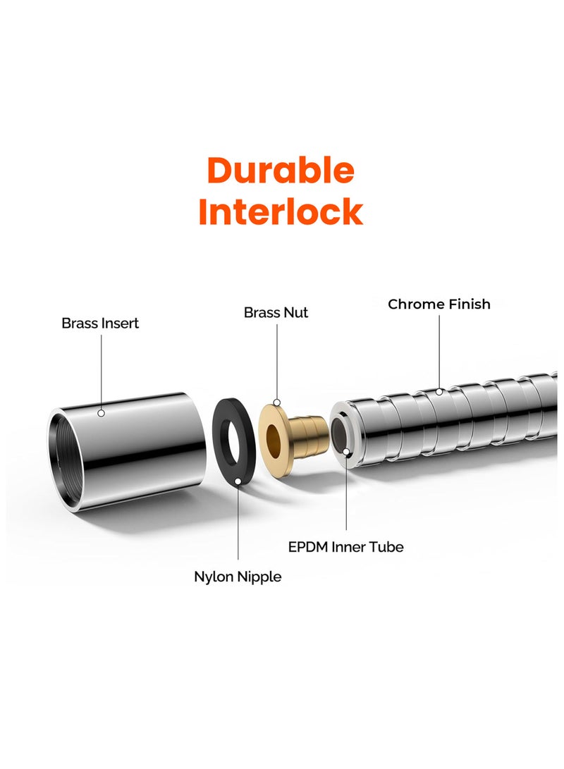 نوفيكس خرطوم دش Novex بطول 1.5 متر، مصنوع من الفولاذ المقاوم للصدأ، خرطوم بديل مرن لرأس الدش المحمول باليد - Image 2