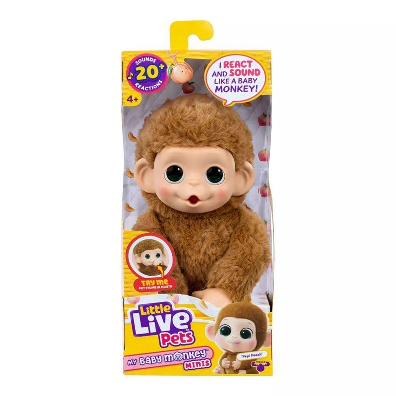 Little Live Pets Series 3 My Baby Monkey Minis Pipi Peach Interactive Plush Toy - Image 1