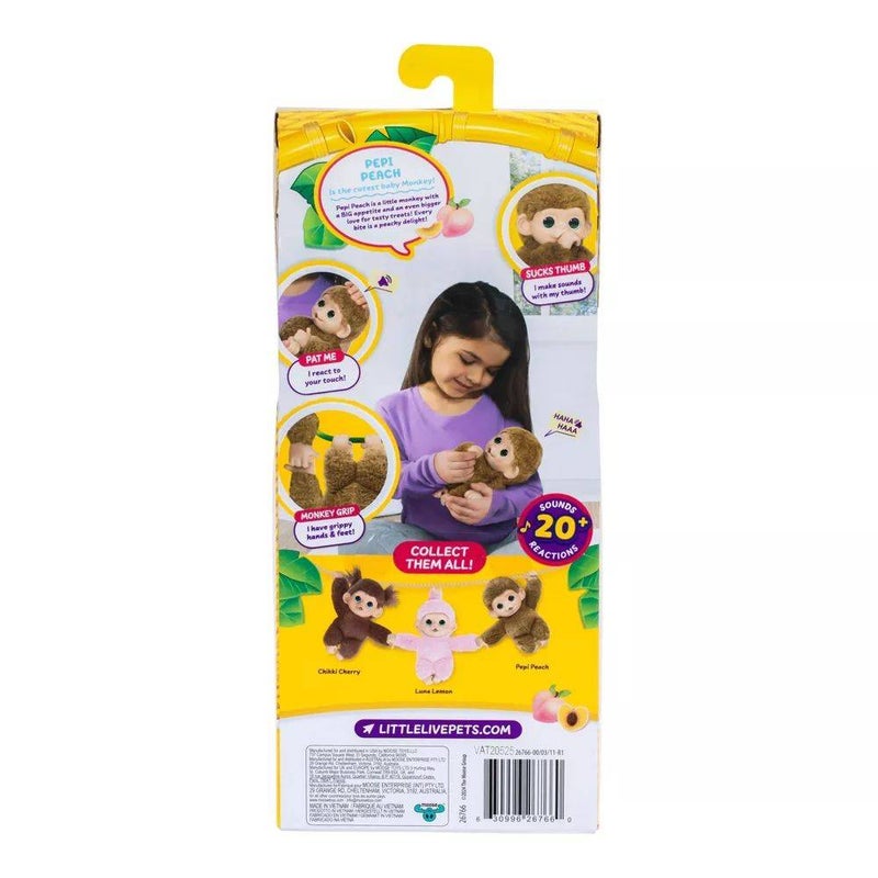Little Live Pets Series 3 My Baby Monkey Minis Pipi Peach Interactive Plush Toy - Image 3