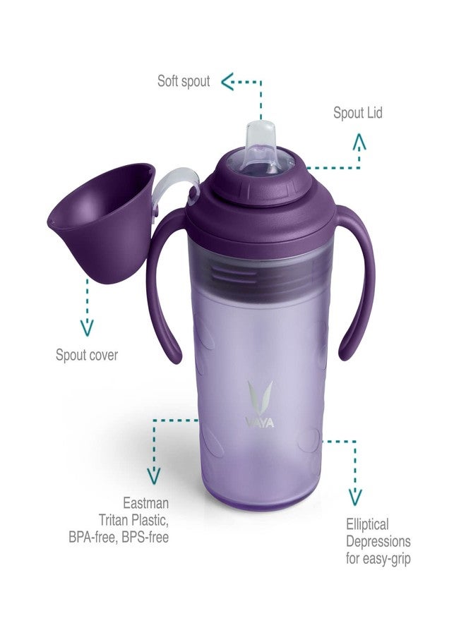 VAYA Kids Drynk - Baby Water Bottle, Baby Bite Resistant Soft Sipper Cup with Handle, Milk Bottle for Kids, Sippy Cup with Anti Spill Lock, BPA Free, 12m+, 280 ml, Purple - Image 2