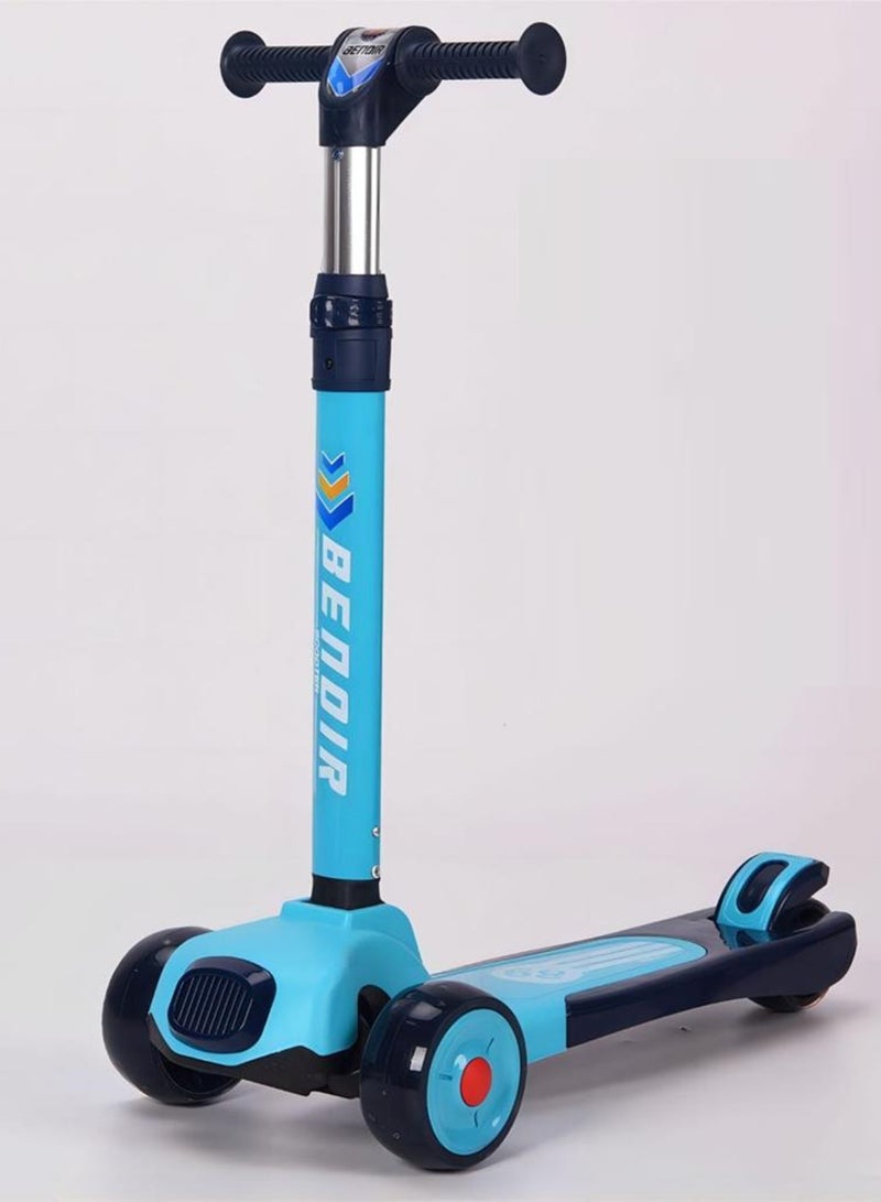 سكوتر للاطفال قابل للطي بـ3 عجلات فلاش للاطفال الاولاد والبنات بارتفاع قابل للتعديل وعجلات من البولي يوريثين، افضل الهدايا 2-6-8-12 سنة - Image 1