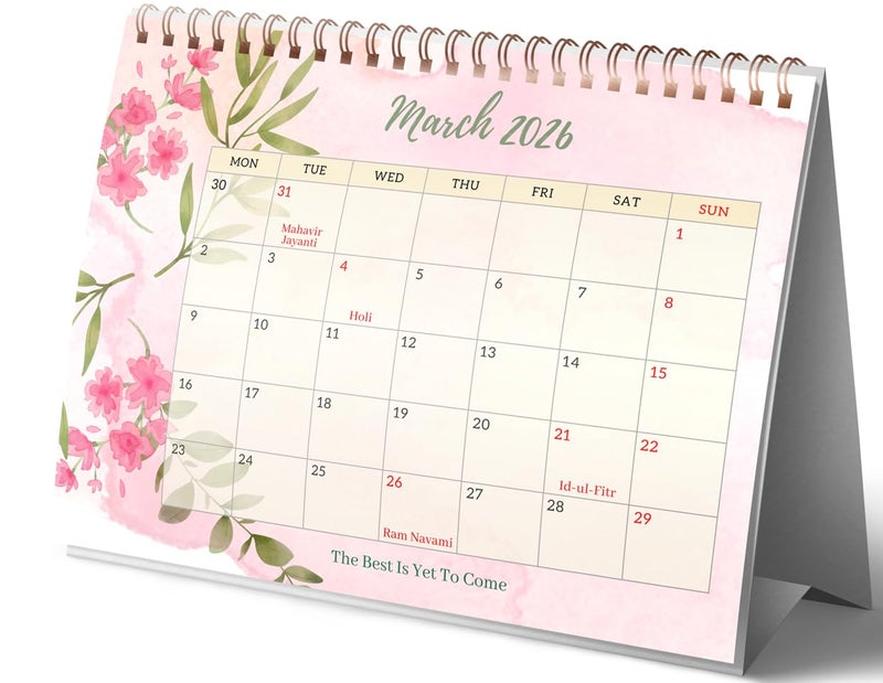 LAURET BLANC Desk/Table Calendar 2026 Planner and Organizer- B5 Size (7.5'' X 9.25"), Monthly Grid View, Notes Section, Home and Office Calendar - Image 5
