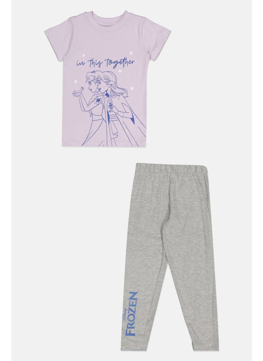 Disney FROZEN Toddlers Girl 2 Pcs Graphic Print Pajama Set, Multicolor  - Image 1