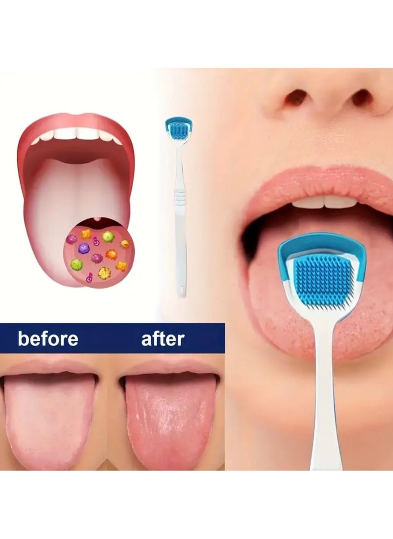 CleanWave - The Pure Effect Tongue Scraper & Cleaner – Fight Bad Breath & Improve Oral Hygiene (Blue). Tongue Brush, Tongue Scraper, Tongue Cleaner Helps Fight Bad Breath  - Image 1
