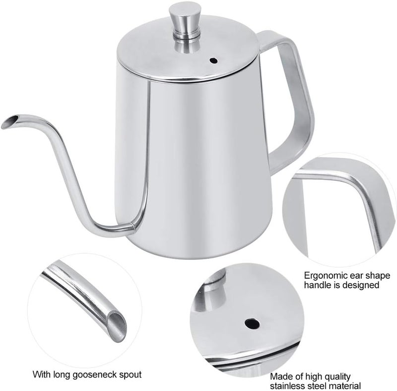 Gooseneck Coffee Pot 550ml Stainless Steel Longspouse Coffee Maker, Suitable for Home Kitchens and Shops, Easy to pour Water, and Easy to - Image 2