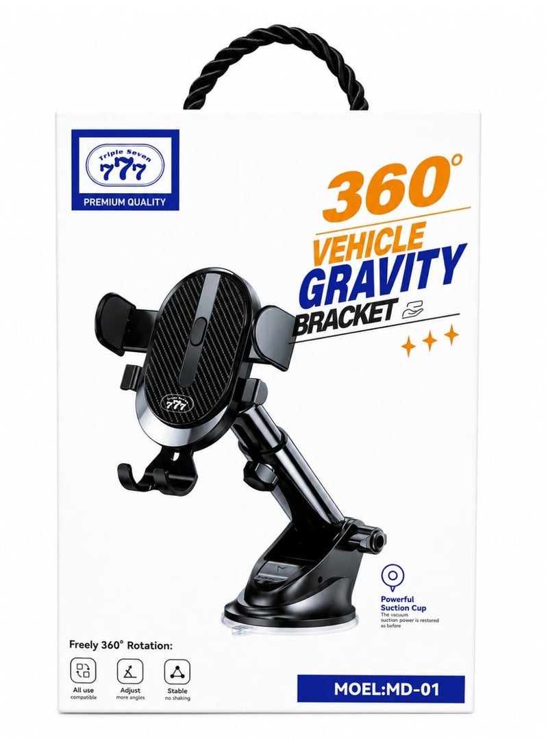 777 MD-01 Gravity Car Phone Holder – One-Hand Operation – Secure Grip – Universal Compatibility – Black - Image 4