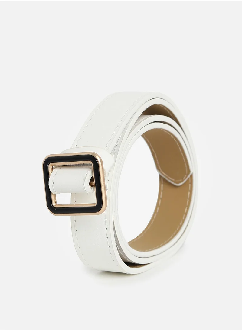 Haute Sauce White Solid Waist Belt