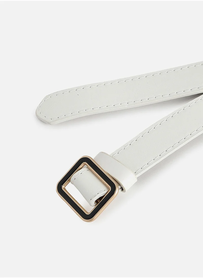 Haute Sauce White Solid Waist Belt