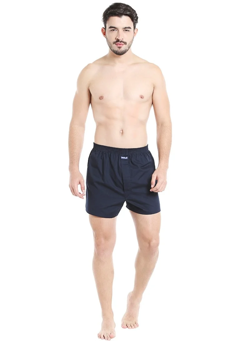 BYC MEN'S COTTON BOXER SHORTS (PACK OF 3) - NAVY BLUE